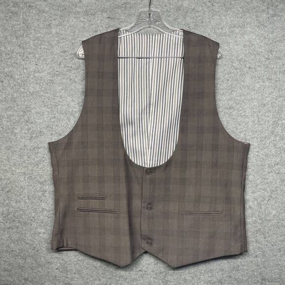 West End Mens 3pc Suit Tan Plaid Check 48L IT Fits US 44L/46L 40W Tapered Pants - Picture 10 of 15